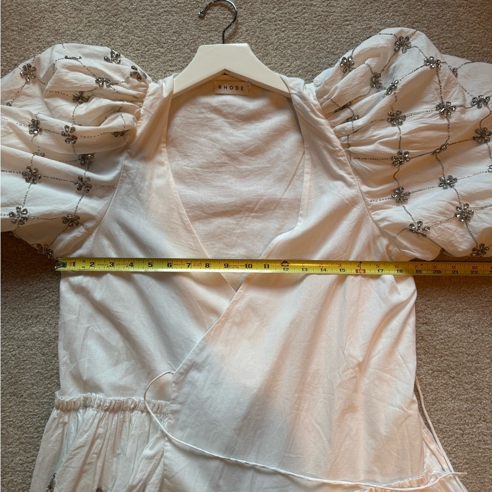 New RHODE Elsa Embellished Cotton Wrap Minidress size S - Picture 14 of 16
